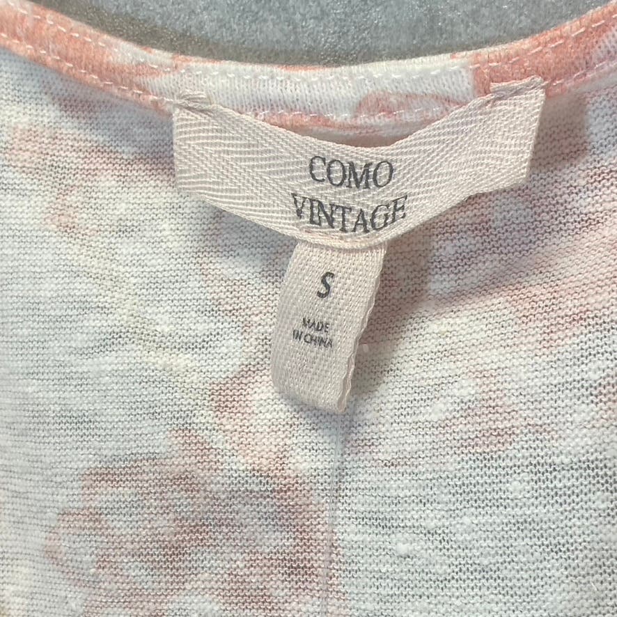 COMO VINTAGE Women's Cloud Dancer Floral Print V-Neck Ruffle Tank Top SZ S