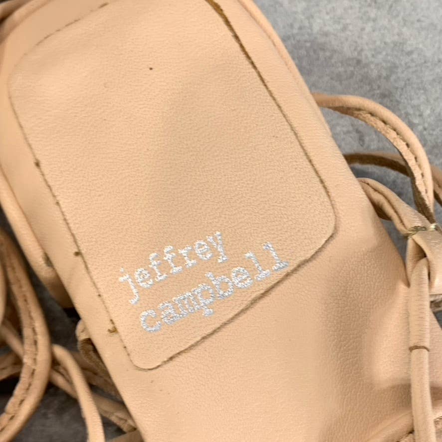 JEFFREY CAMPBELL Women's Blush Leather Agate-2 Square-Toe Block-Heel Sandals SZ7