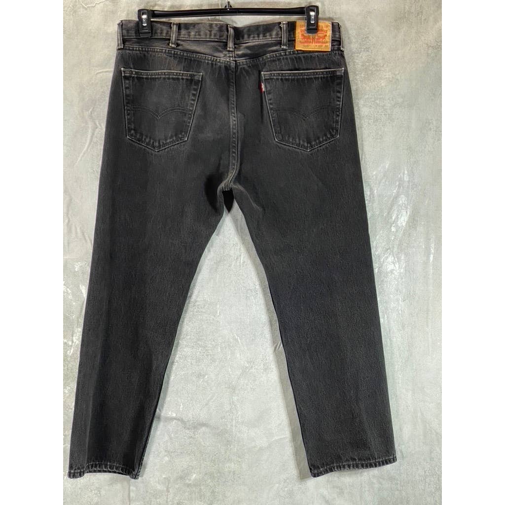 LEVI'S Men's Black 505 Regular-Fit Straight-Leg Denim Non-Stretch Jeans SZ 40X30