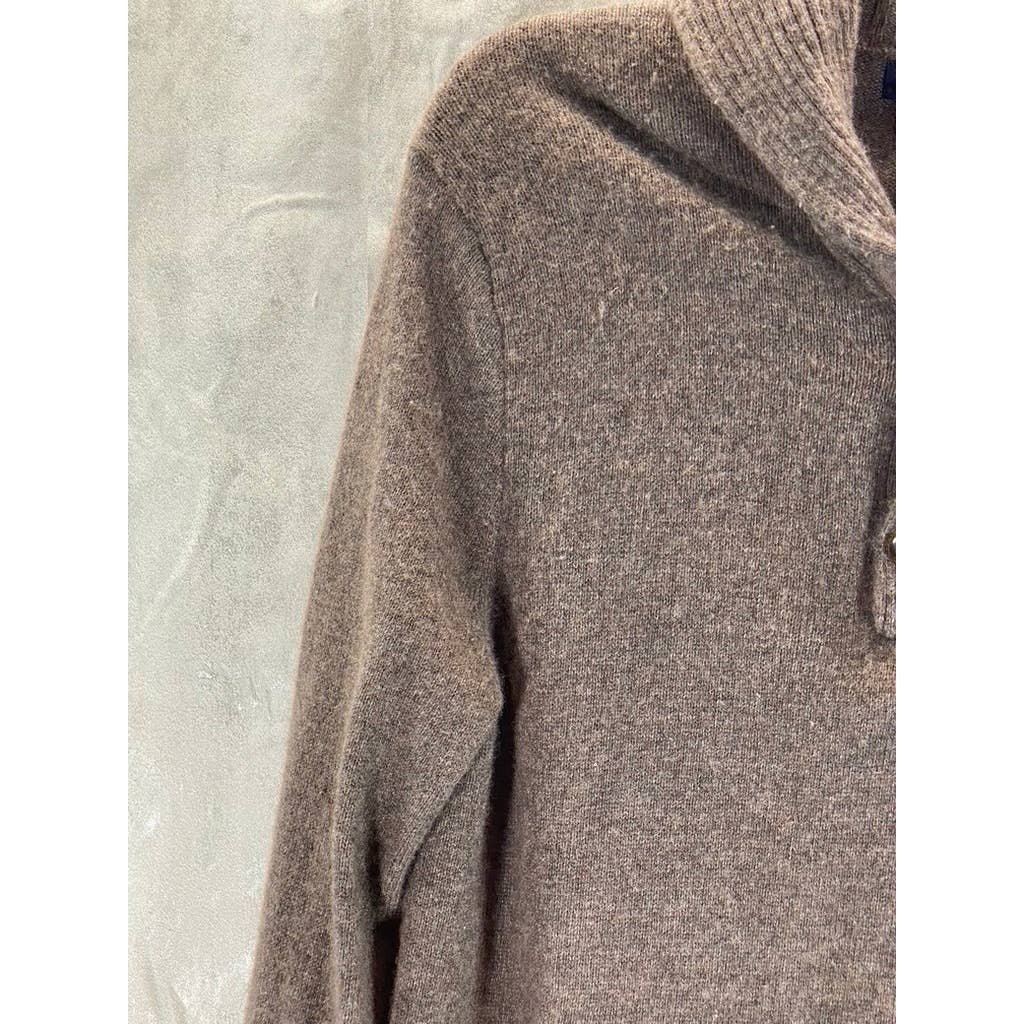 J.CREW Men's Brown Lambswool Shawl-Collar Pullover Sweater SZ M