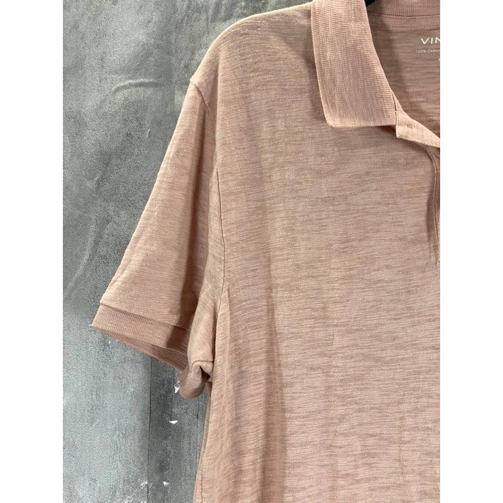 VINCE. Men's Peach Classic Slub Short-Sleeve Polo Shirt SZ M