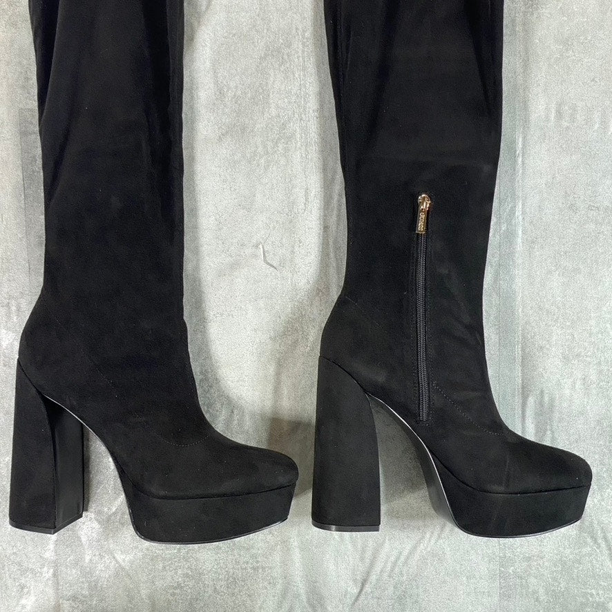 GUESS Women's Black Faux Suede Cristy Over-The-Knee Platform Boots SZ 11