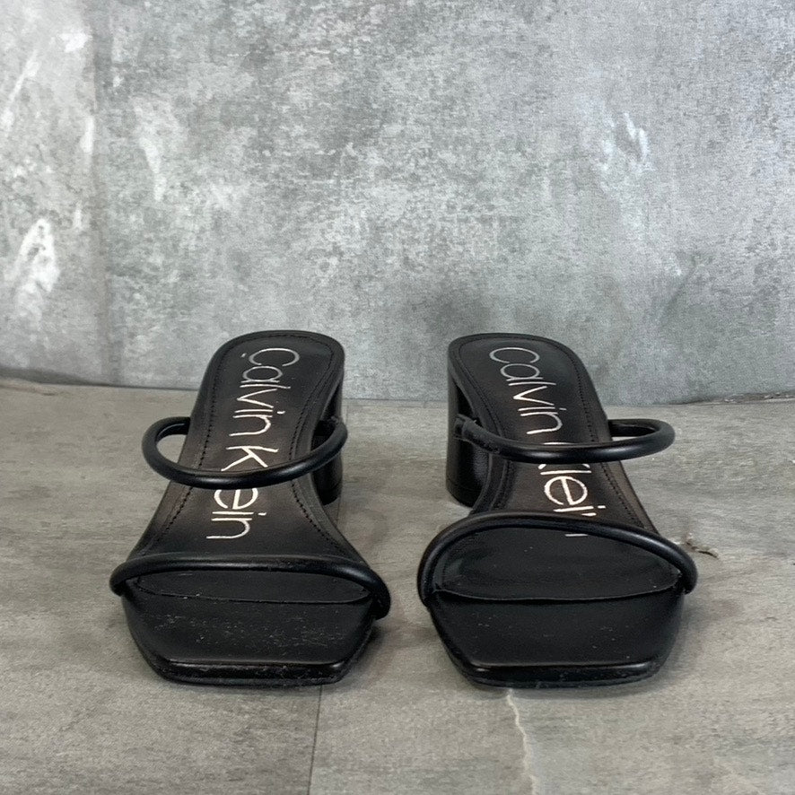 CALVIN KLEIN Women's Black Beccy Square-Toe Slip-On Sandals SZ 6