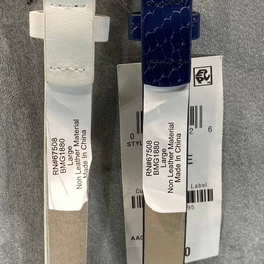INC INTERNATIONAL CONCEPTS Women's White/Navy 2pc Solid Snake Belt Set SZ L