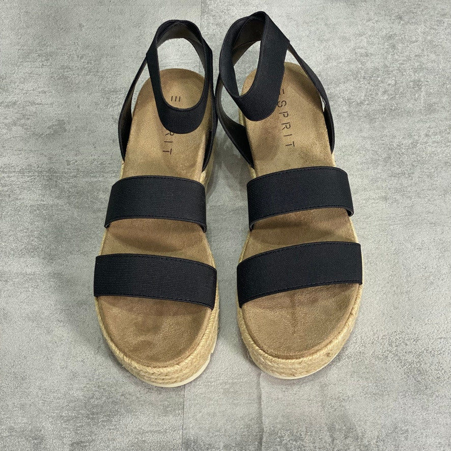 ESPRIT Black Allison Slip-On Elastic Flatform Open-Toe Sandals SZ 8