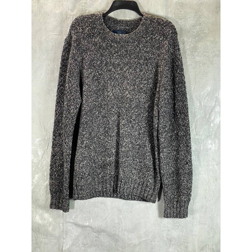 LUCKY BRAND Men's Charcoal Marled Knit Crewneck Pullover Sweater SZ L