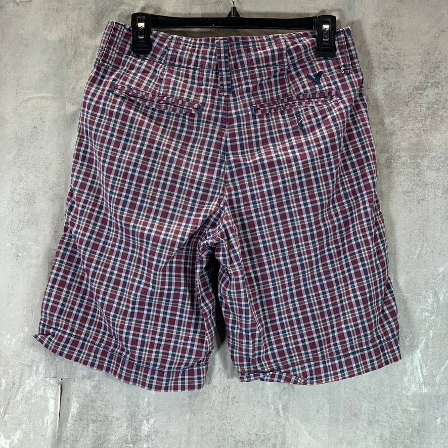 AMERICAN EAGLE Outfitters Men's Red/Navy Gingham Classic Length Shorts SZ 28