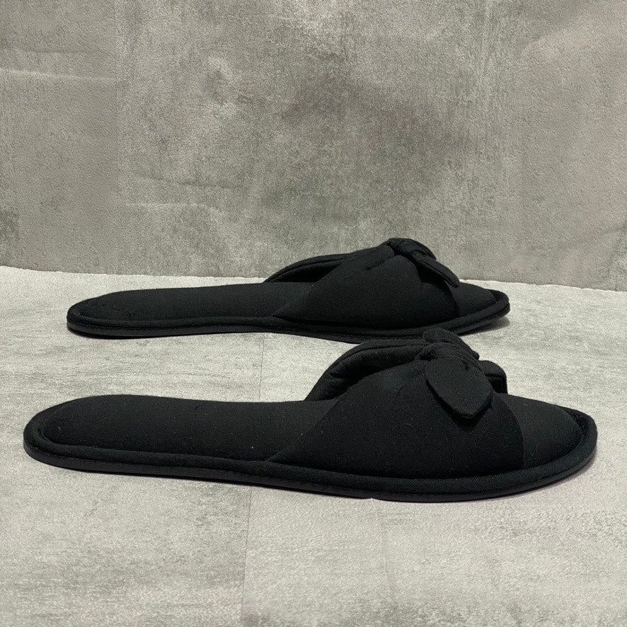 CHARTER CLUB Black Open-Toe Knot Bow Slippers SZ L(9-10)