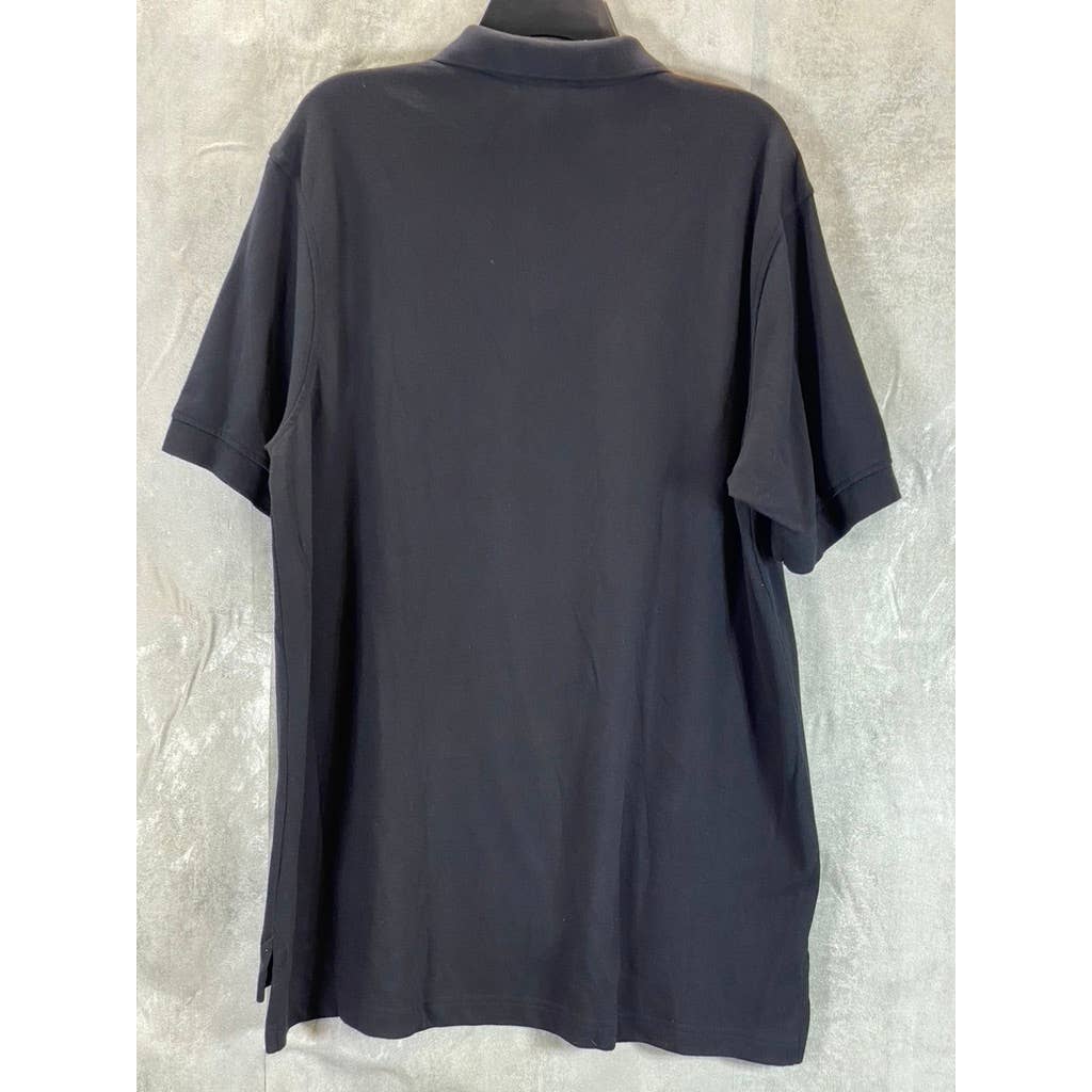 LANDS END Men's Black Solid Regular Short-Sleeve Polo Shirt SZ L
