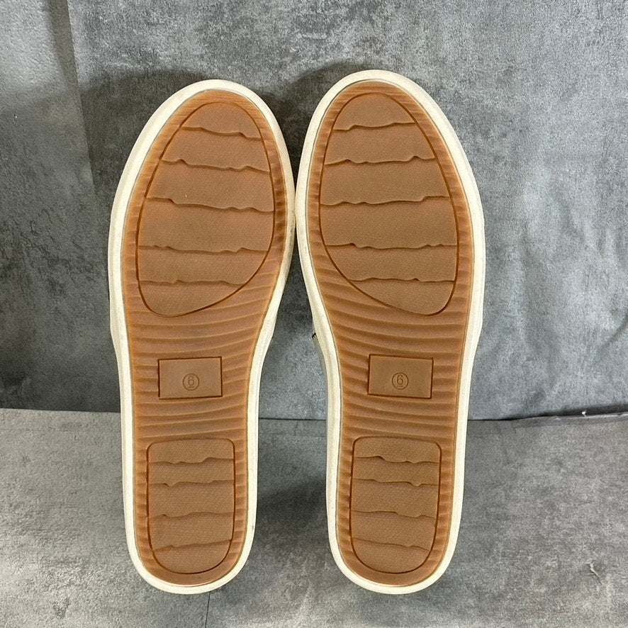 SUN+STONE Women's White Snake Embossed Miriam Round-Toe Slip-On Sneakers SZ 6