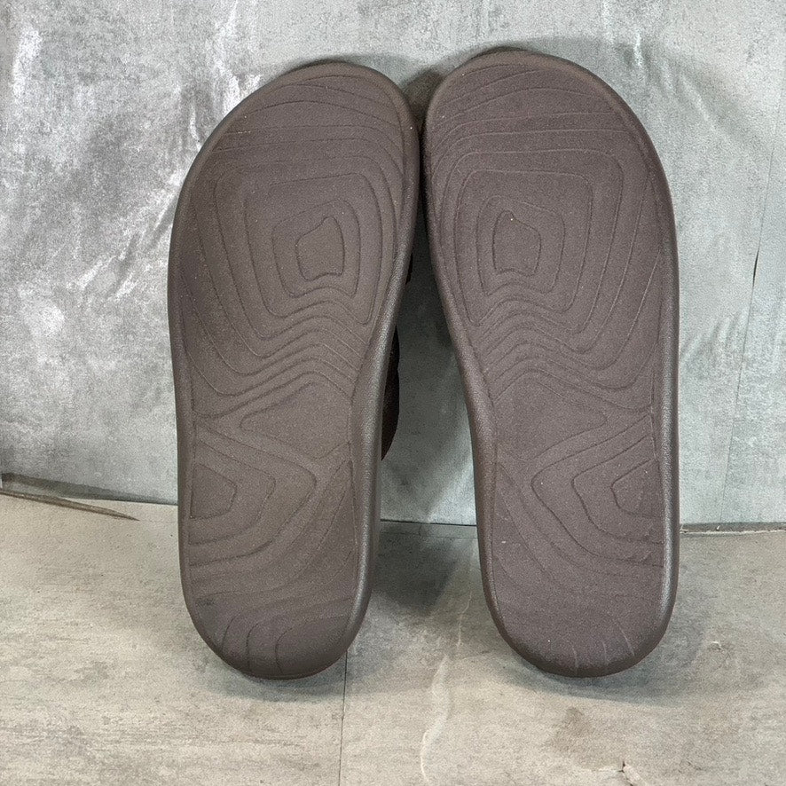 UNLISTED BY KENNETH COLE Men's Dark Brown Quinn Quilted Slide Sandals SZ 12/13