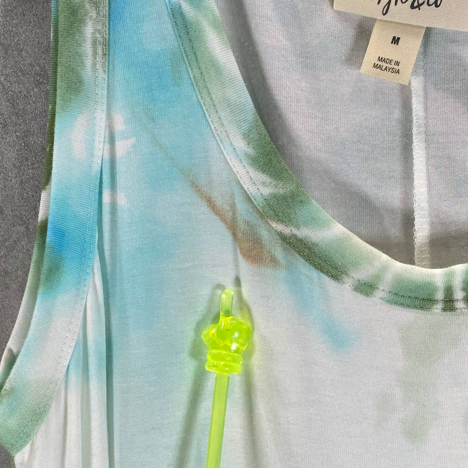 STYLE & CO Women's Vine Green Dye Printed Sleeveless Tie-Dye Maxi Dress SZ M