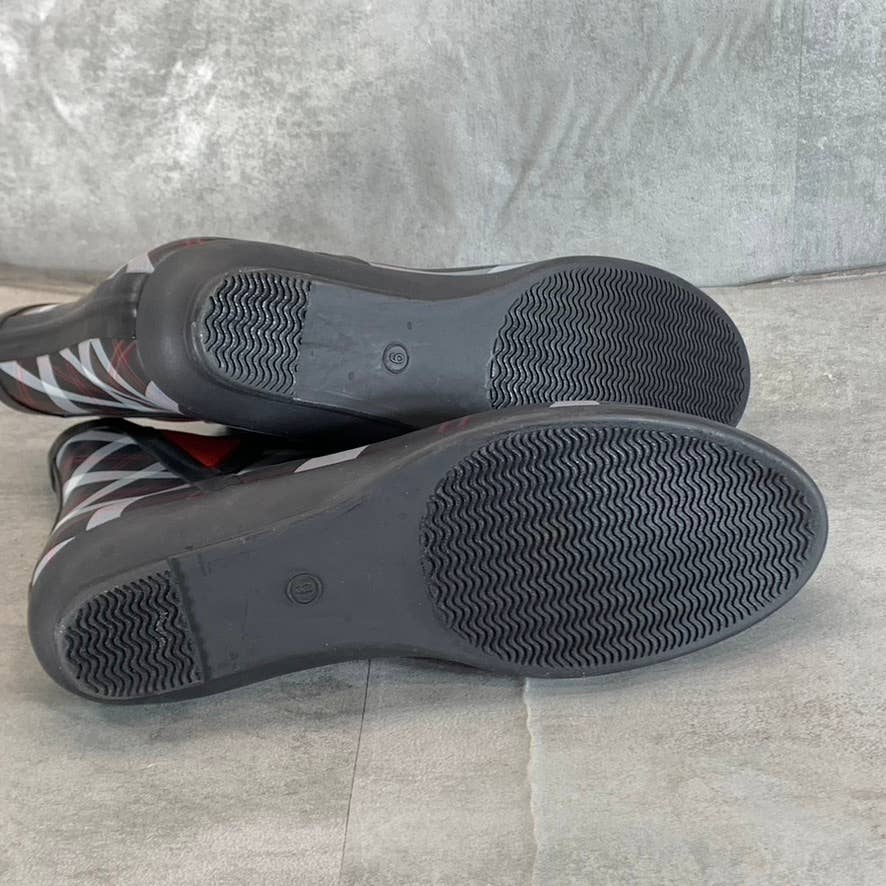 CHARTER CLUB Women's Black/Red Cloudburst Pull-On Rain Boots SZ 9