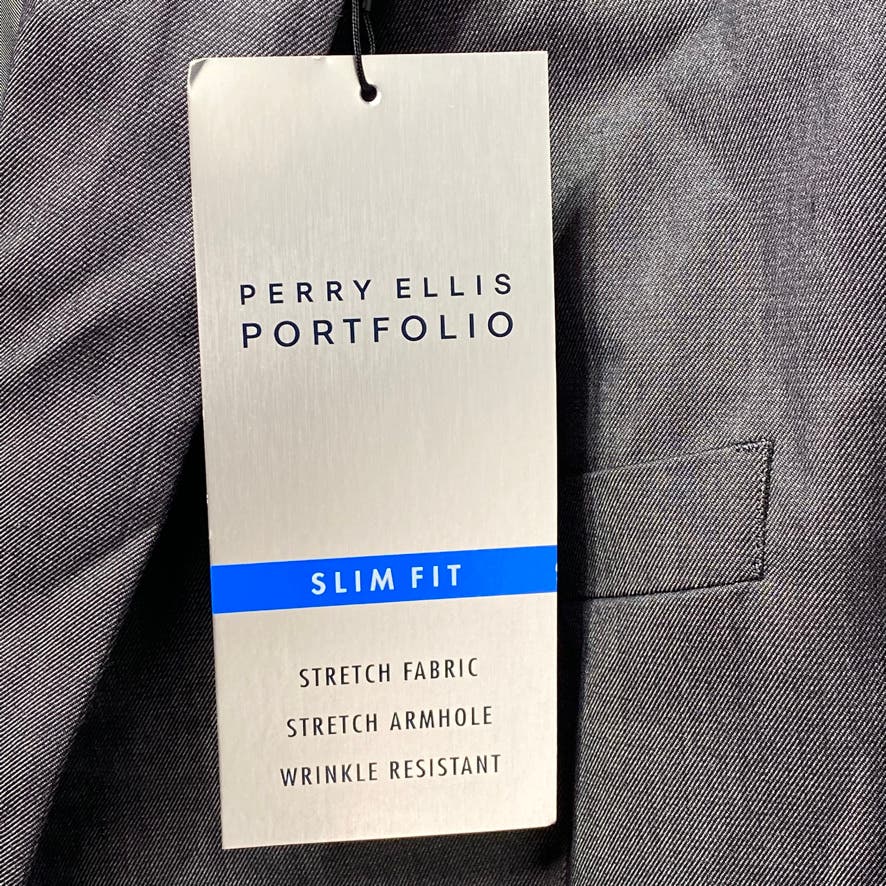 PERRY ELLIS PORTFOLIO Solid Grey Slim-Fit Regular Stretch Wrinkle Resistant Two-Button Suit Jacket SZ 50R