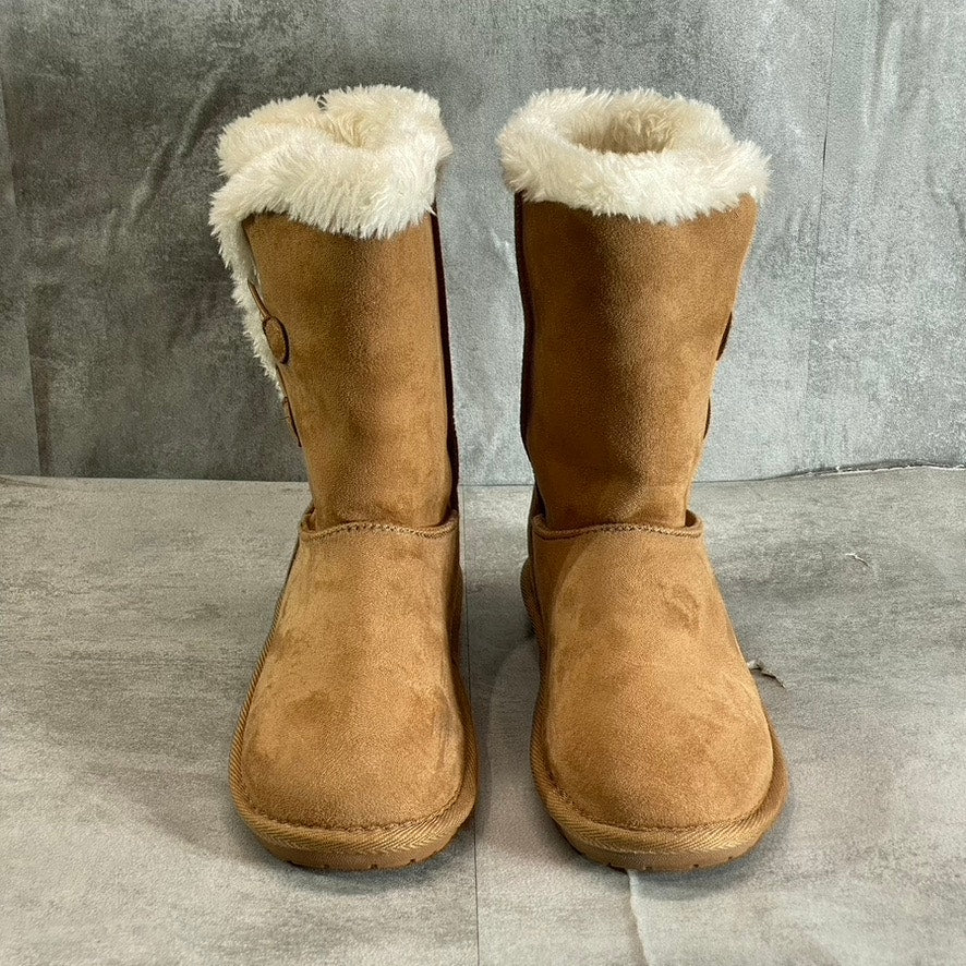 SUGAR Women's Cognac Marty Cozy Faux Fur Memory Foam Pull-On Boots SZ 7