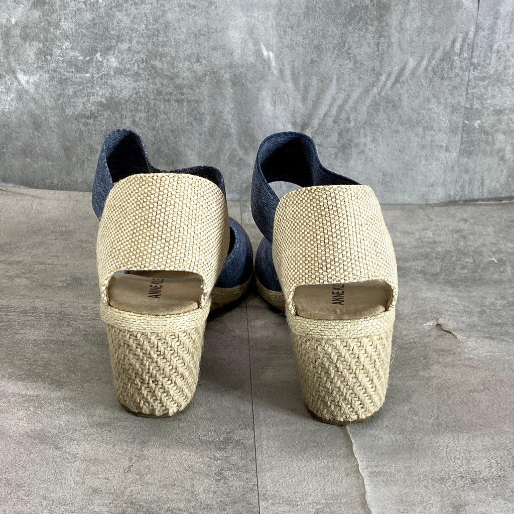 ANNE KLEIN Women's Denim Zoey Closed-Toe Slip-On Espadrille Wedge Sandals SZ 8