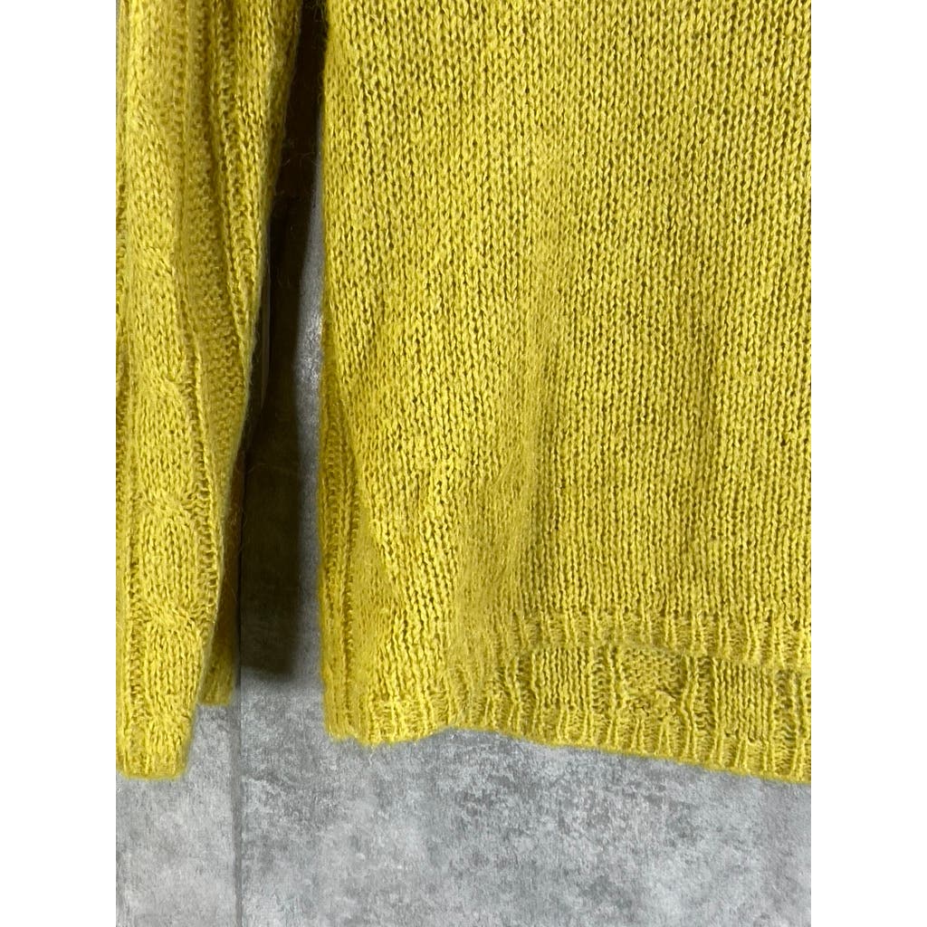 J.CREW Women's Yellow Dolce Cable-Knit Boatneck Long Sleeve Pullover Sweater SZM