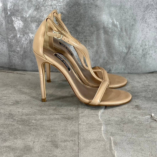 NINE WEST Women's Light Natural Melike Strappy Heeled Dress Sandals SZ 5