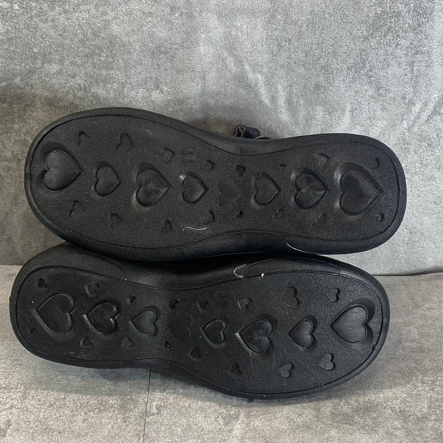 PETALIA Little Girl's Black Round-Toe Slip-On School Shoes SZ 11
