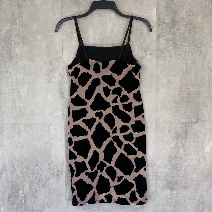 TOPSHOP Black Large Animal Printed Spaghetti Strap Mini Bodycon Dress SZ 4