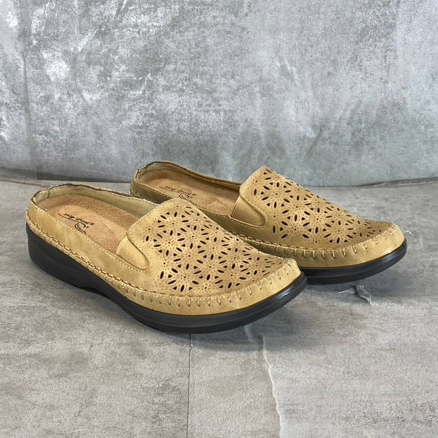 EASY STREET Women's Beige Perforated Kita Comfort Round-Toe Slip-On Mules SZ 7.5