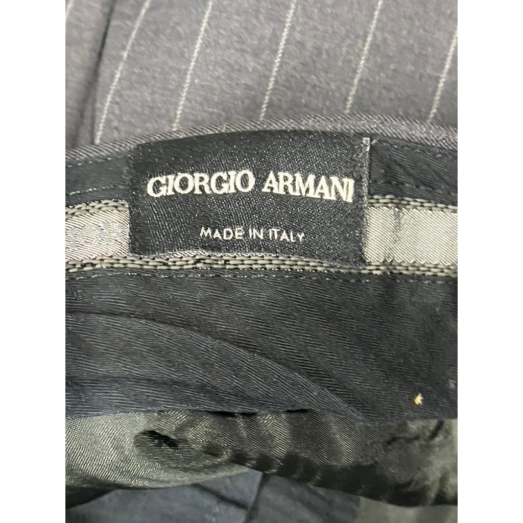 GIORGIO ARMANI Men's Charcoal Pinstripe Flat-Front Pants SZ 54(US 38R)