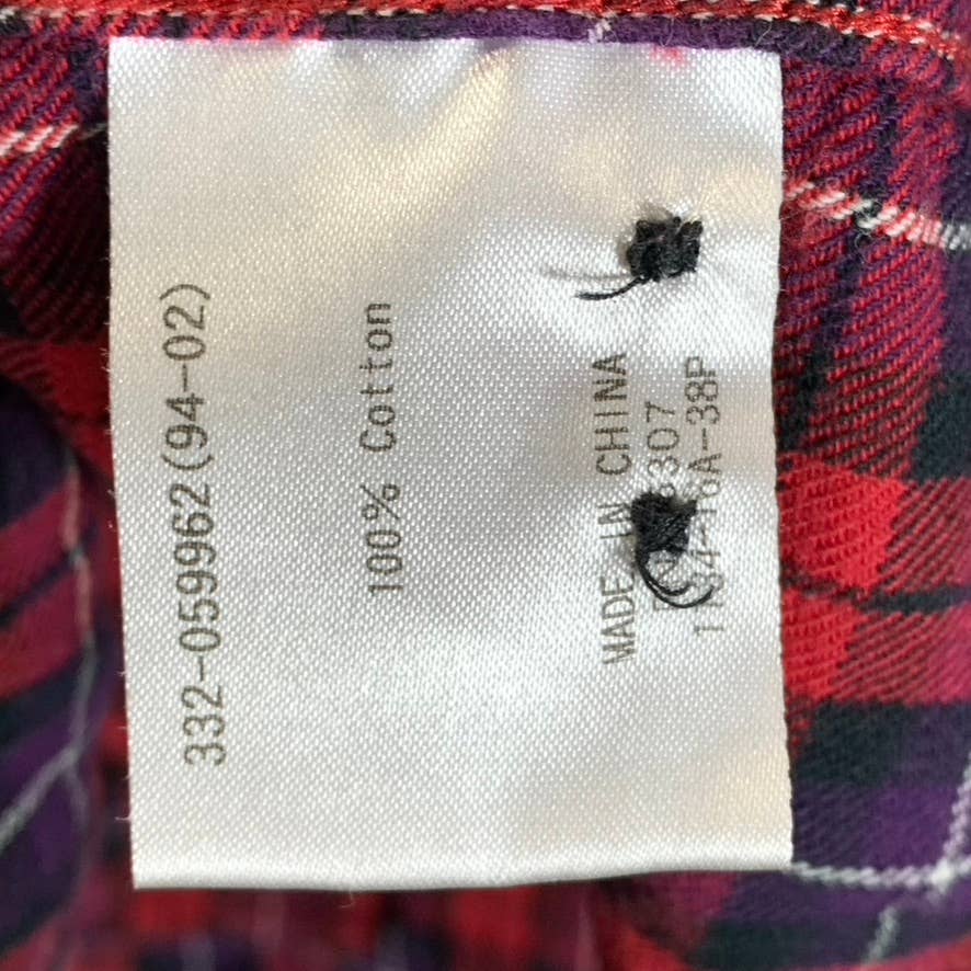 AUTHENTIC SHIRT Men's Red/Navy Flannel Button-Up Long Sleeve Cotton Shirt SZ M