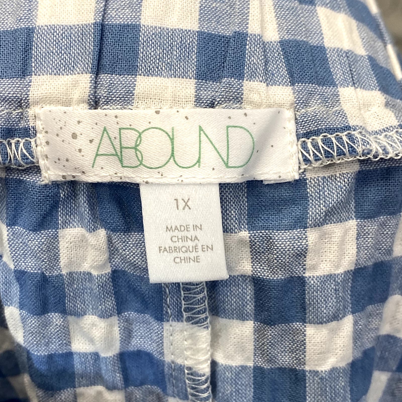 ABOUND Women's Plus Size Blue/White Gingham Shorts SZ 1X