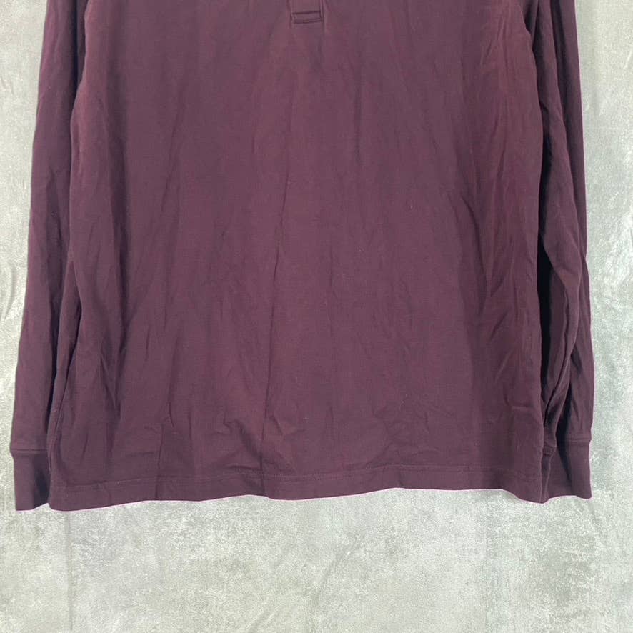 LANDS' END Men's Tall Burgundy Super-T Long-Sleeve Henley Shirt SZ M