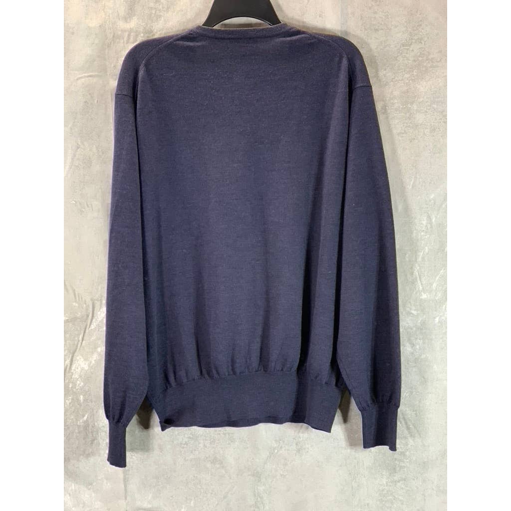 PETER MILLAR Men's Navy Merino Wool V-Neck Pullover Sweater SZ XL