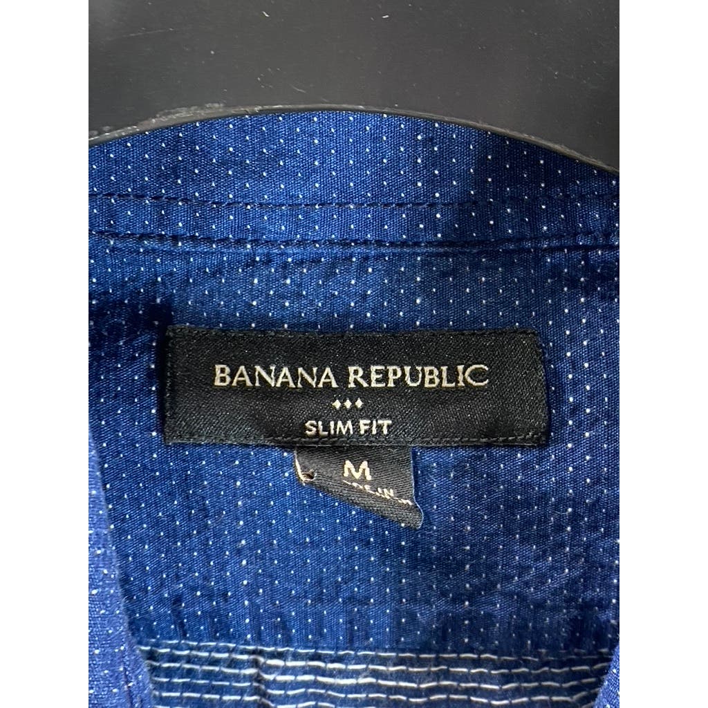 BANANA REPUBLIC Men's Indigo Micro Dot Slim-Fit Button-Up Long Sleeve Shirt SZ M