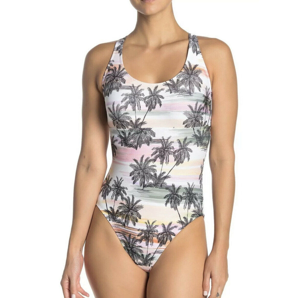 NEXT White Tequila Sunrise Racerback Pull-On One-Piece Swimsuit SZ S