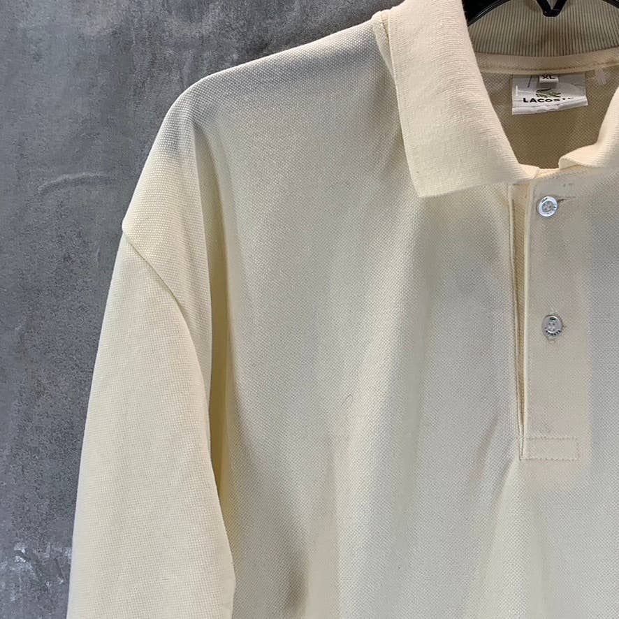 LACOSTE Men's Cream Classic-Fit Pique Short-Sleeve Polo Shirt SZ XL