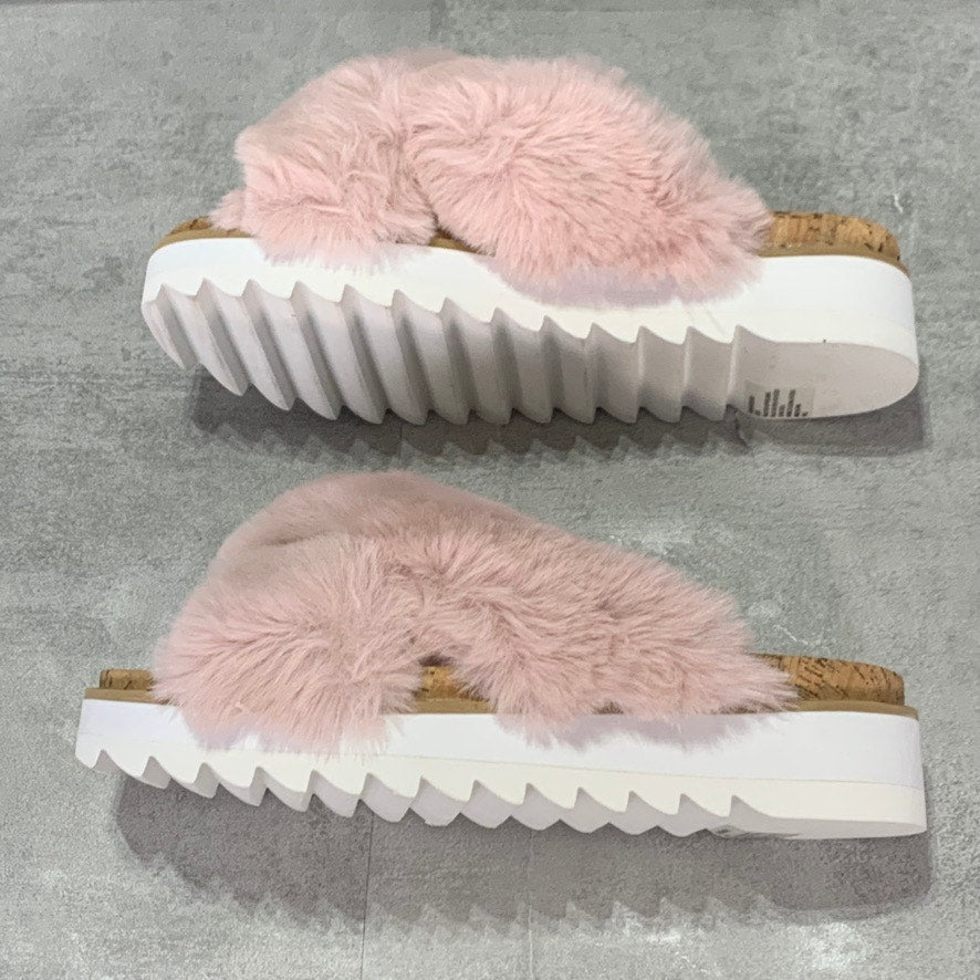 STEVEN NEW YORK Blush Cado Faux Fur Slide Sandals SZ 8.5