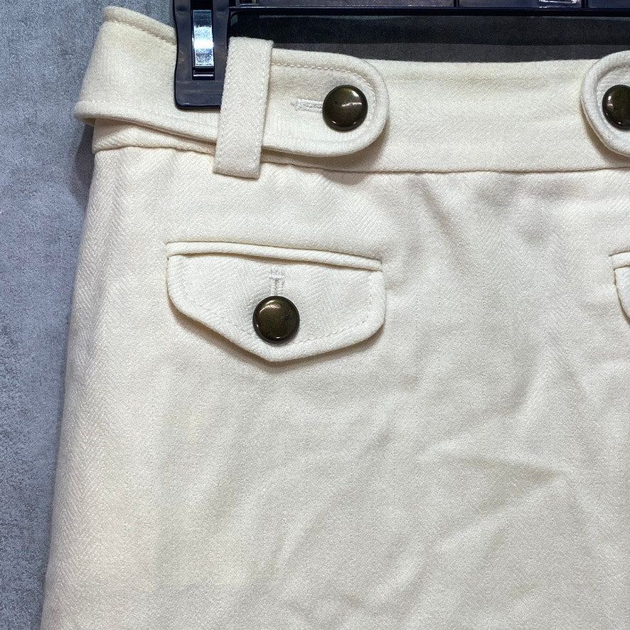 J. CREW Women's Beige Wool Belted Straight Knee-Length Skirt SZ 2