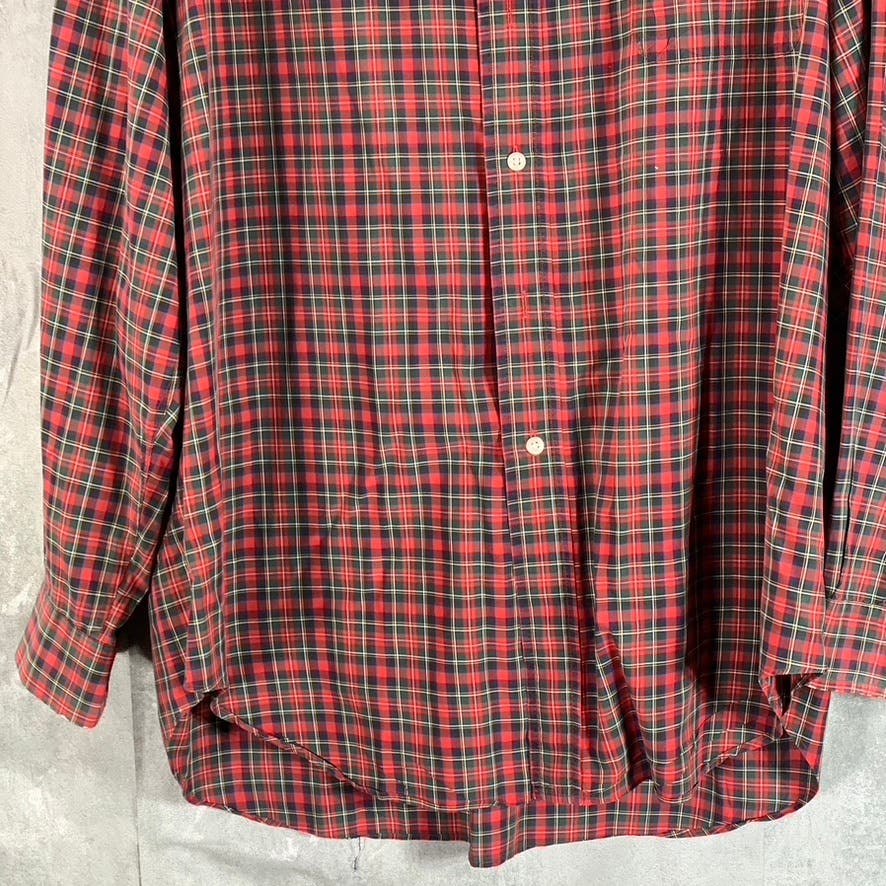 BROOKS BROTHERS Men's Red/Green Checkered Button-Up Long Sleeve Dress Shirt SZ17