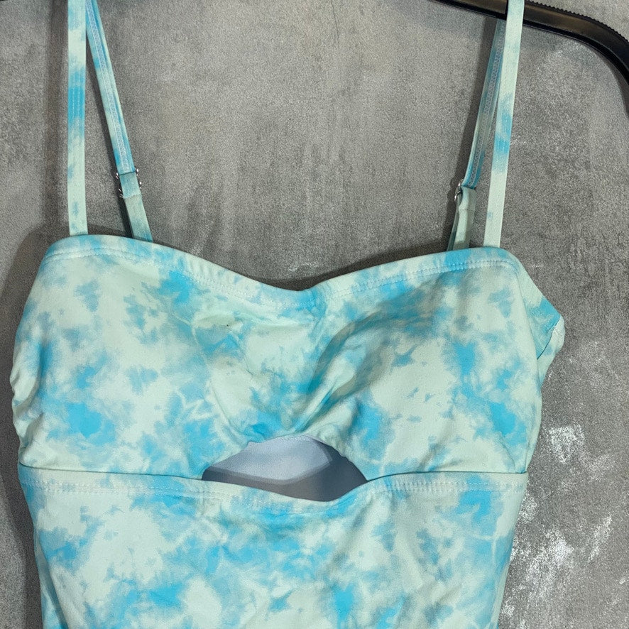 VICIOUS YOUNG BABES Light Blue Tie-Dye Front Cutout Tie-Dye One-Piece Swimsuit SZ S