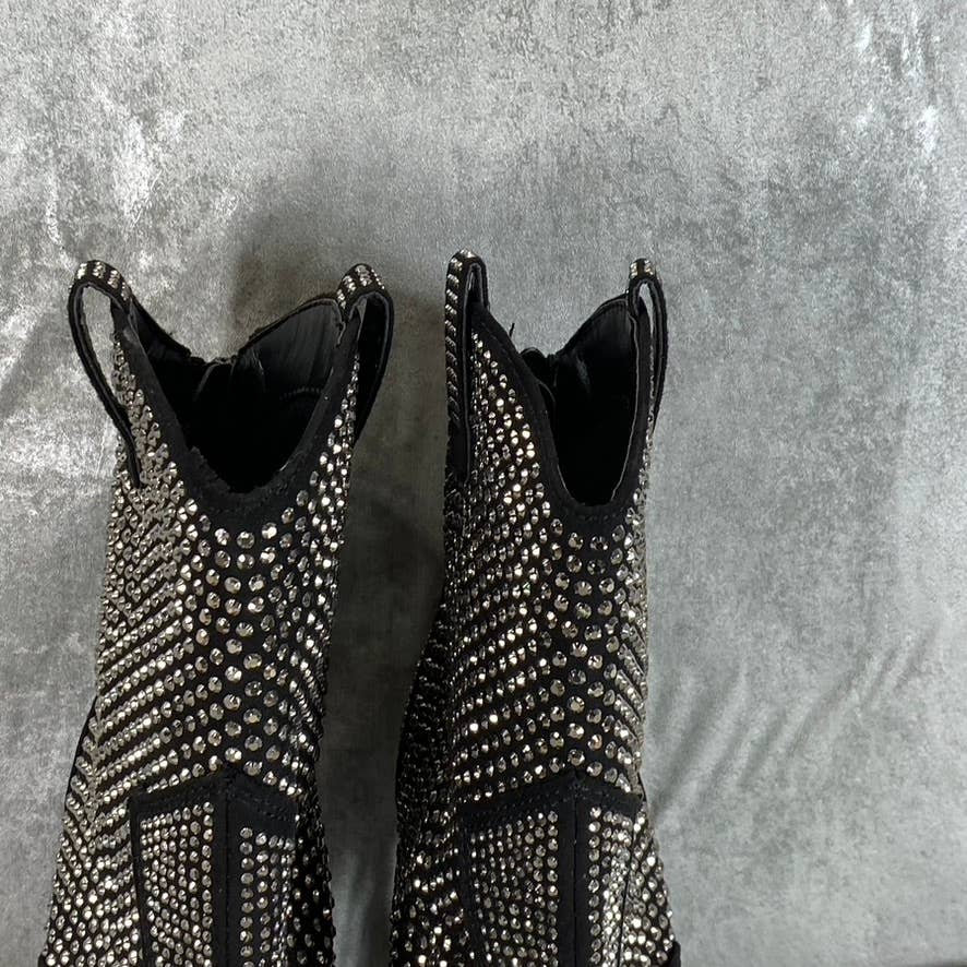 INC INTERNATIONAL Women's Black Oaklynne Rhinestone Pointed-Toe Booties SZ 7
