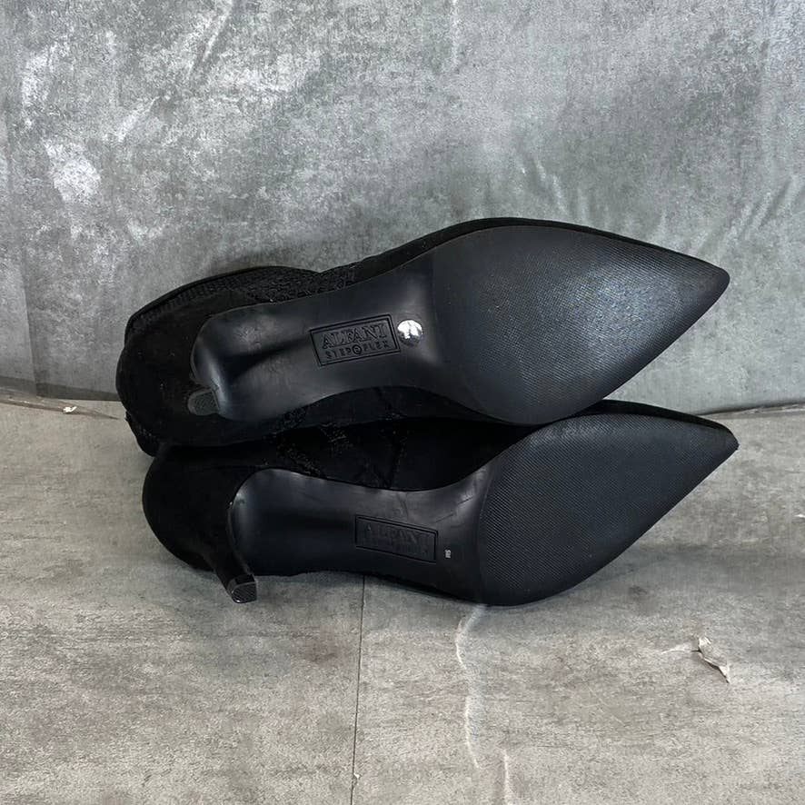 ALFANI Step N' Flex Women's Black Jamari Mesh Pointed-Toe Side-Zip Booties SZ 5