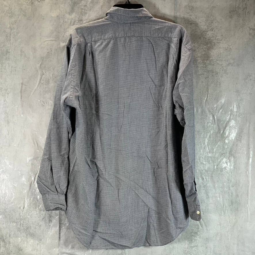 POLO RALPH LAUREN Men's Black Mini Gingham Button-Up Long-Sleeve Shirt SZ L