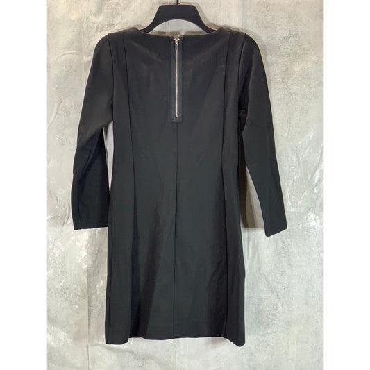 J.CREW Factory Women's Black Solid Long Sleeve Ponte Knee-Length Dress SZ XS