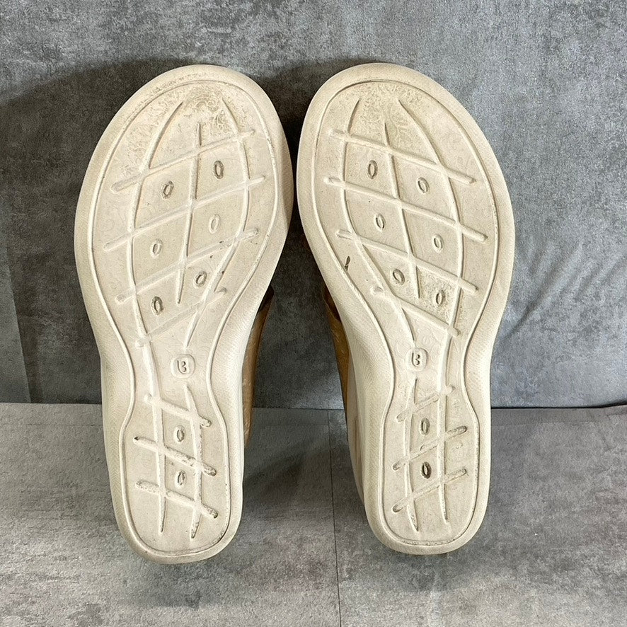 BZEES Women's Almond Sahara Washable Fabric Wedge Slide Sandals SZ 7