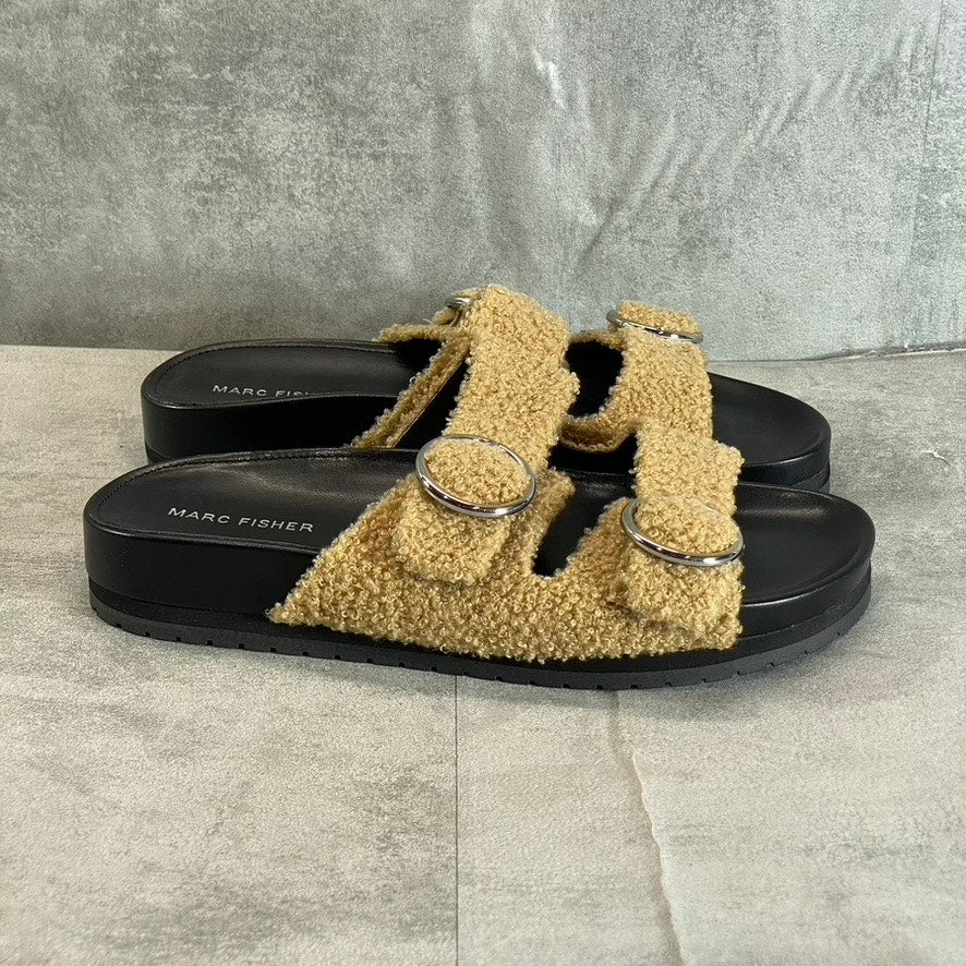 MARC FISHER Women's Tan Natural Texture Keena 2 Platform Slide Sandals SZ 9.5