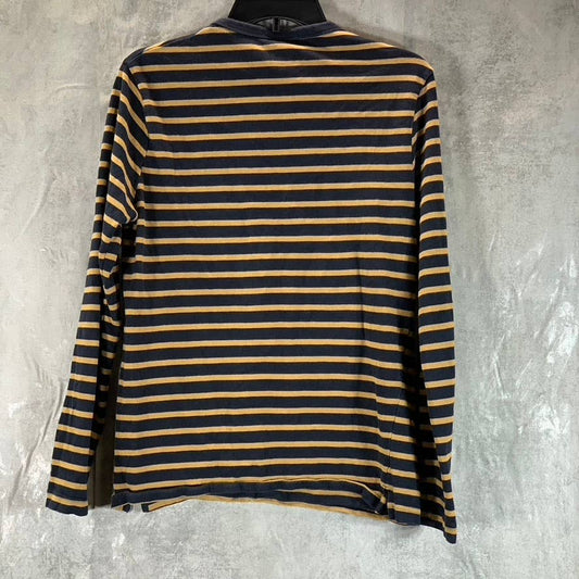 ZARA Men's Yellow/Navy Crewneck Long-Sleeve Pullover Shirt SZ M