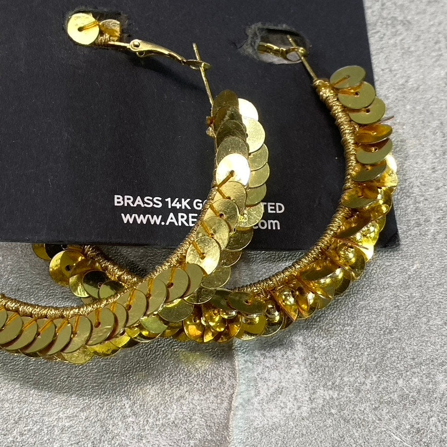 AREA STARS Women's 2-Tone Gold Sequin Hoop Earrings