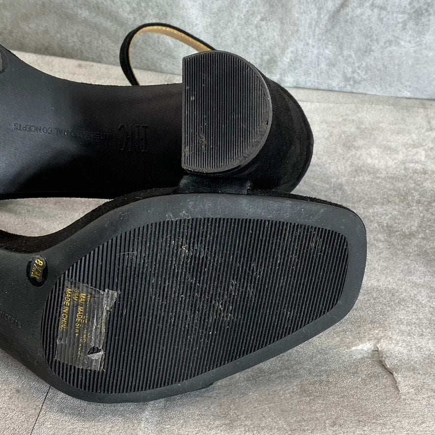 INC INTERNATIONAL CONCEPTS Women's Black Suede Lexini Two-Piece Sandals SZ 8.5