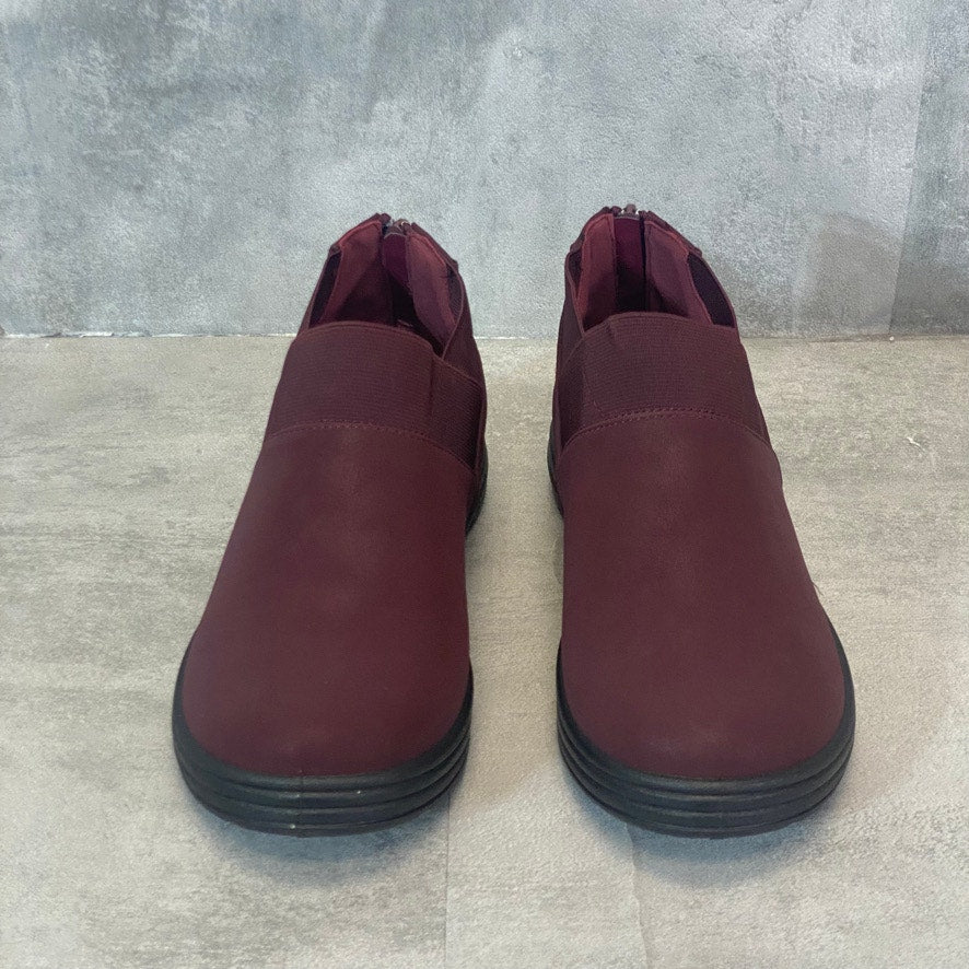 EASY STREET Burgundy Matte Nayan Slip-On Back Zipper Sneaker Booties SZ 9