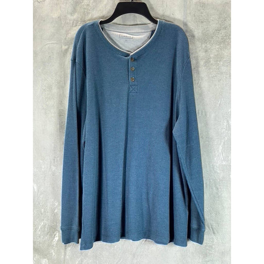 CLUB ROOM Men's Blue Wing Thermal Henley Pullover Long-Sleeve Shirt SZ 2XL