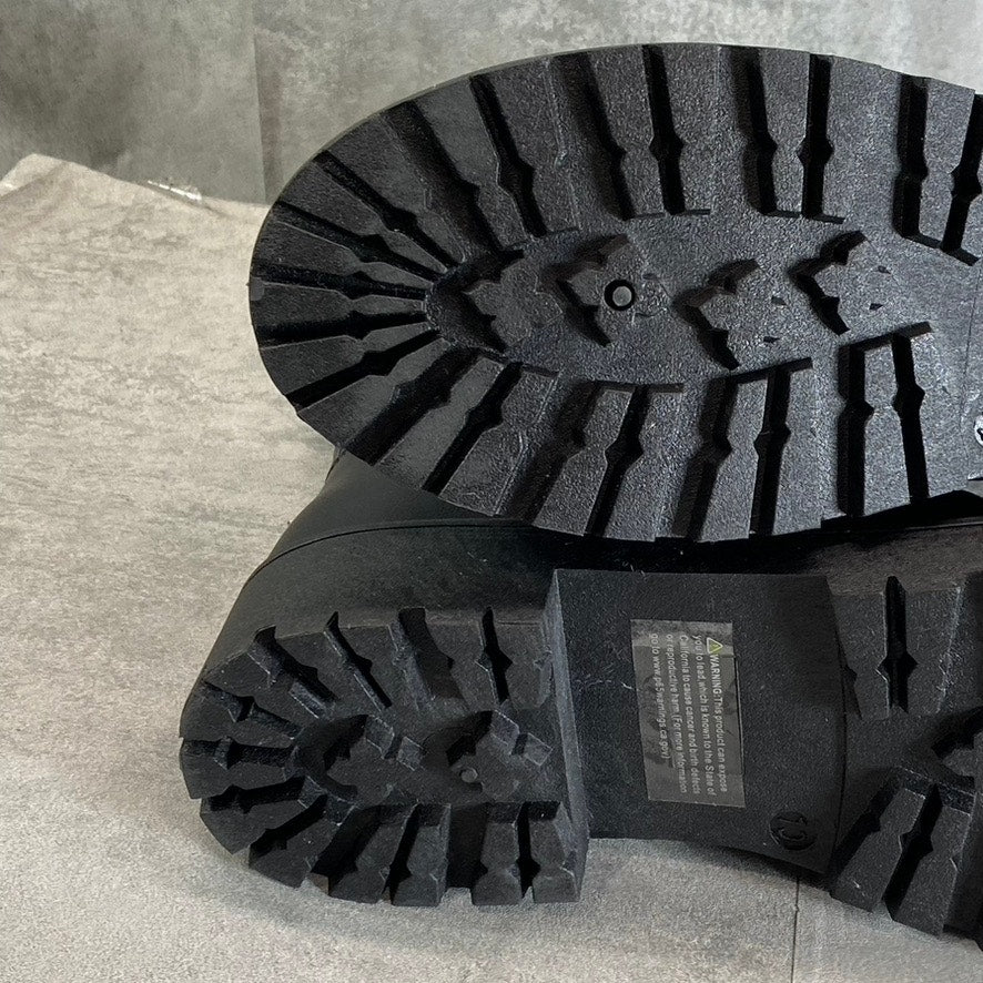 OLIVIA MILLER Women's Black Alexandria Quilted Lug Sole Lace-Up Combat Boots