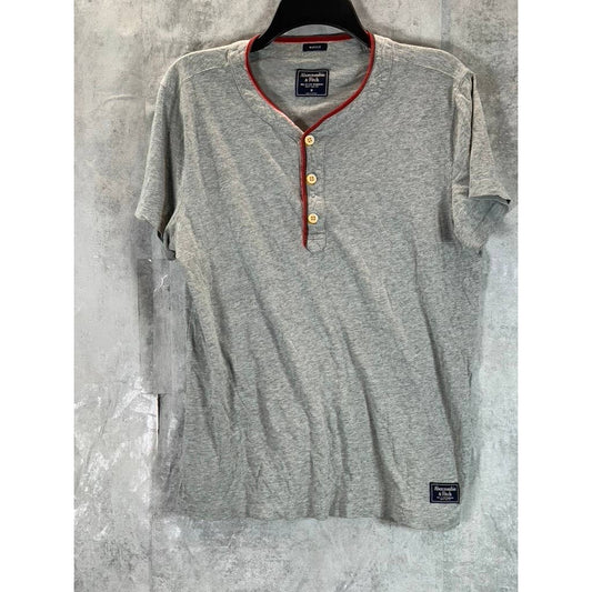 ABERCROMBIE & FITCH Men's Grey Muscle Short-Sleeve Henley T-Shirt SZ M
